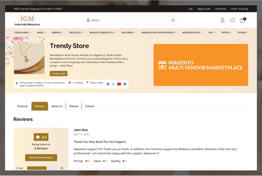 Jewelry Marketplace-Review and rating system for authentic customer feedback and build trust among new buyers