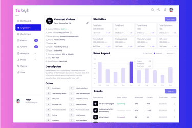 Tabyt - Tabyt Organizer offers analytics on sales, engagement, demographics, and custom reports