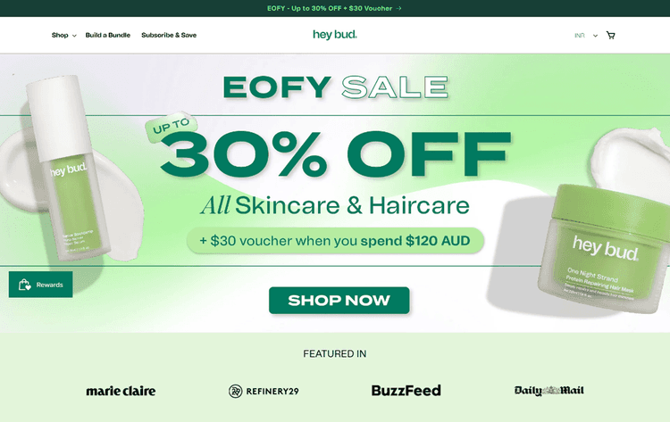 Hey Bud-Elegant Ecommerce Platform for the Skincare and Haircare Products