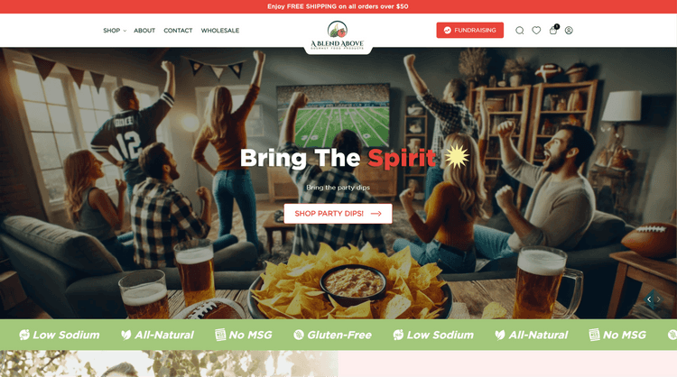 A Blend Above is a gourmet food brand offering premium mixes for dips, desserts, soups, seasonings, and drink creations