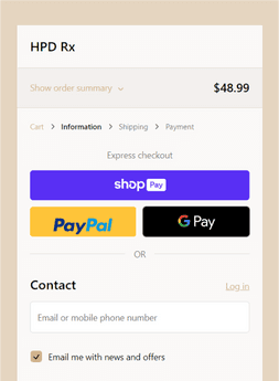HPDRx - Product Checkout Page