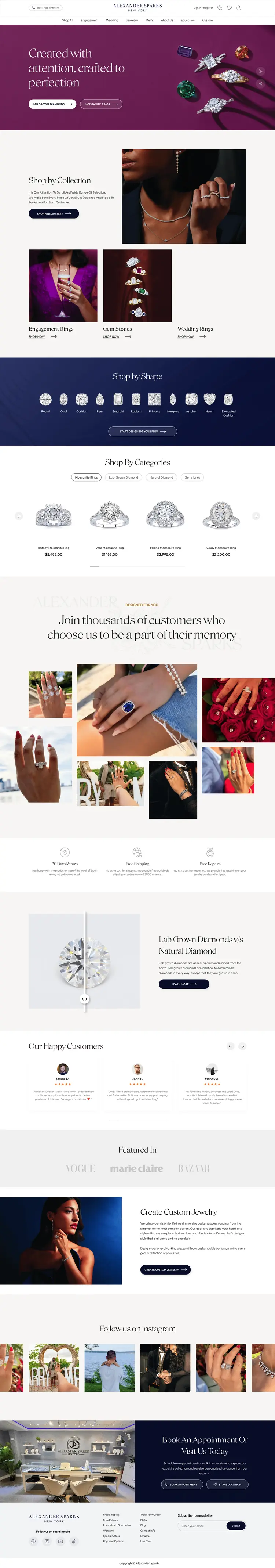 Alexander Sparks-Discover the wide-range of collection for the diamond jewelry with the unique shape of jewelry