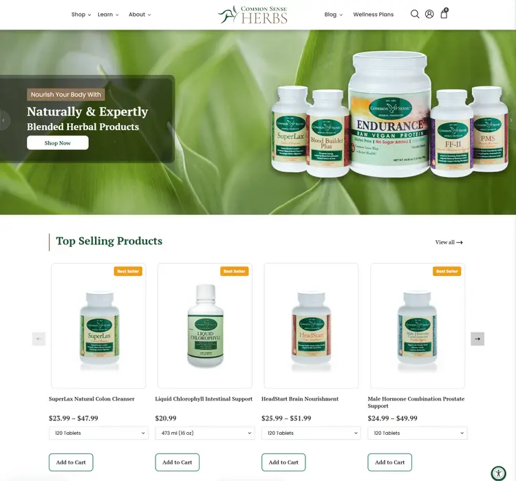 Common Sense Herbs - Website Migration From WordPress to Shopify