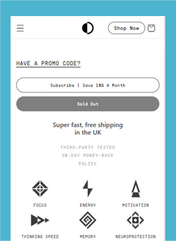 Dome Technologies-Subscription Feature for Nootropics-Shopify eCommerce Store