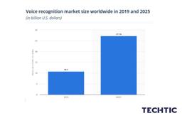 Voice recognition market size worldwide in 2019 and 2025